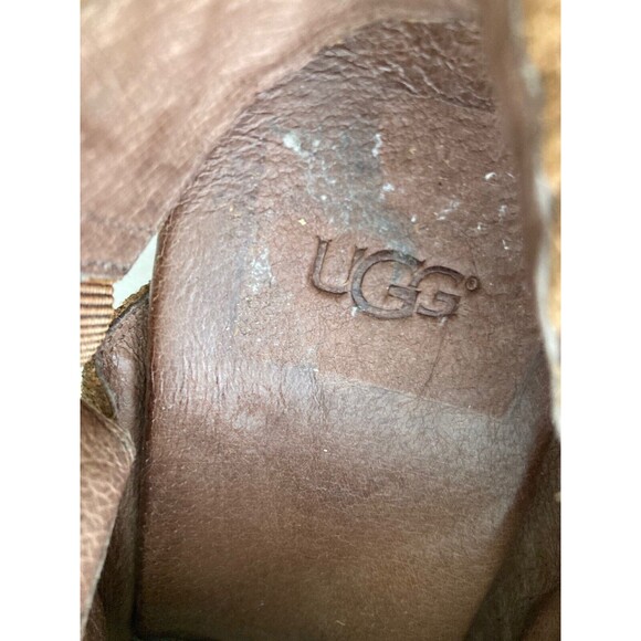 UGG Dafni Suede Clog Braided Strap Shearling Wood Heel 10 - Picture 14 of 14